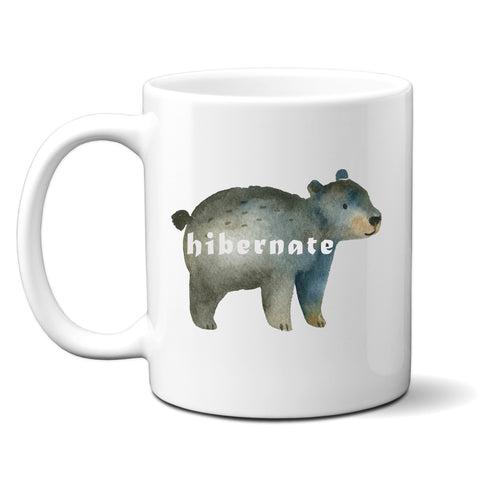 Hibernate, Funny Birthday Gift with Cute Bear Design, Personalised Mug