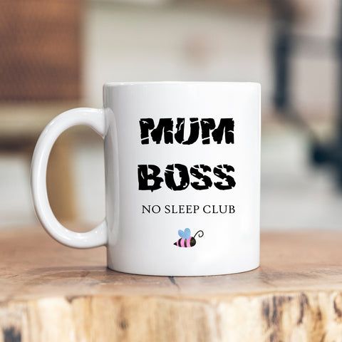 Mum Boss No Sleep Club, Funny Mother's Day Gift For New Mums, Birthday Personalised Mug