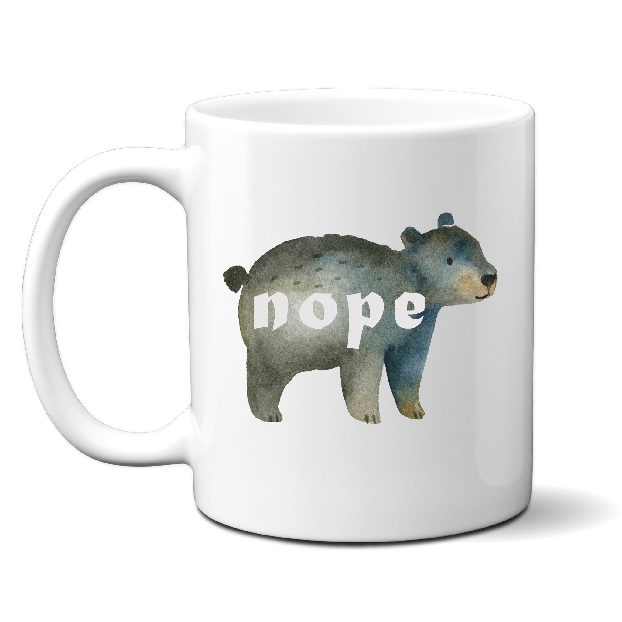 Nope, Funny Birthday Gift with Cute Bear Design, Personalised Mug
