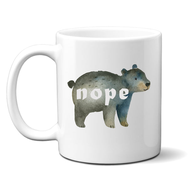 Nope, Funny Birthday Gift with Cute Bear Design, Personalised Mug