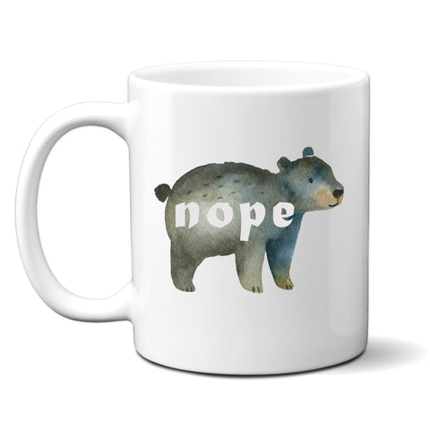 Nope, Funny Birthday Gift with Cute Bear Design, Personalised Mug