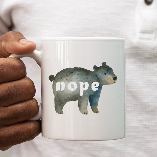 Nope, Funny Birthday Gift with Cute Bear Design, Personalised Mug