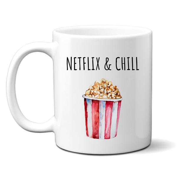 Netflix and Chill, Customised Movie Night Joke Gift For Him or Her, Personalised Mug