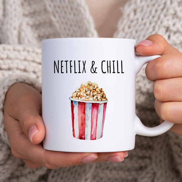 Netflix and Chill, Customised Movie Night Joke Gift For Him or Her, Personalised Mug