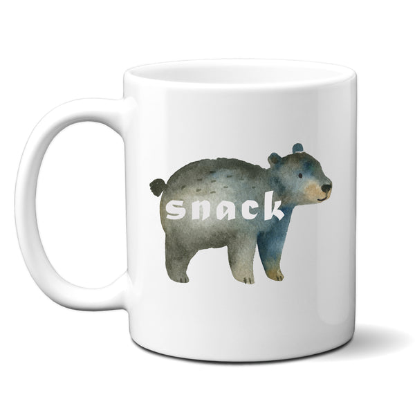 Snack, Funny Birthday Gift with Cute Bear Design, Personalised Mug