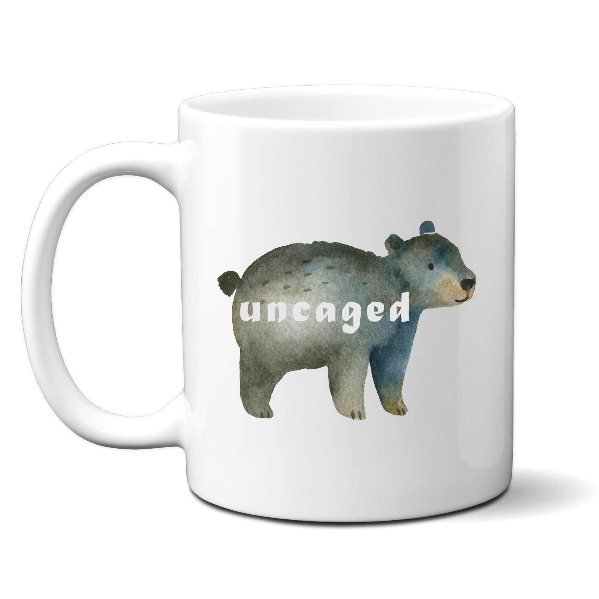 Uncaged, Funny Birthday Gift with Cute Bear Design, Personalised Mug