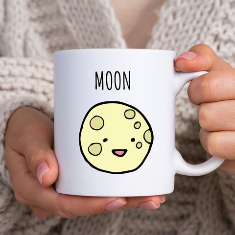 Cartoon Moon, Cute Customised Gift For Him or Her, Birthday, Christmas Personalised Mug