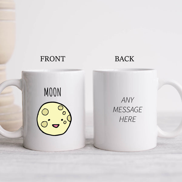 Cartoon Moon, Cute Customised Gift For Him or Her, Birthday, Christmas Personalised Mug