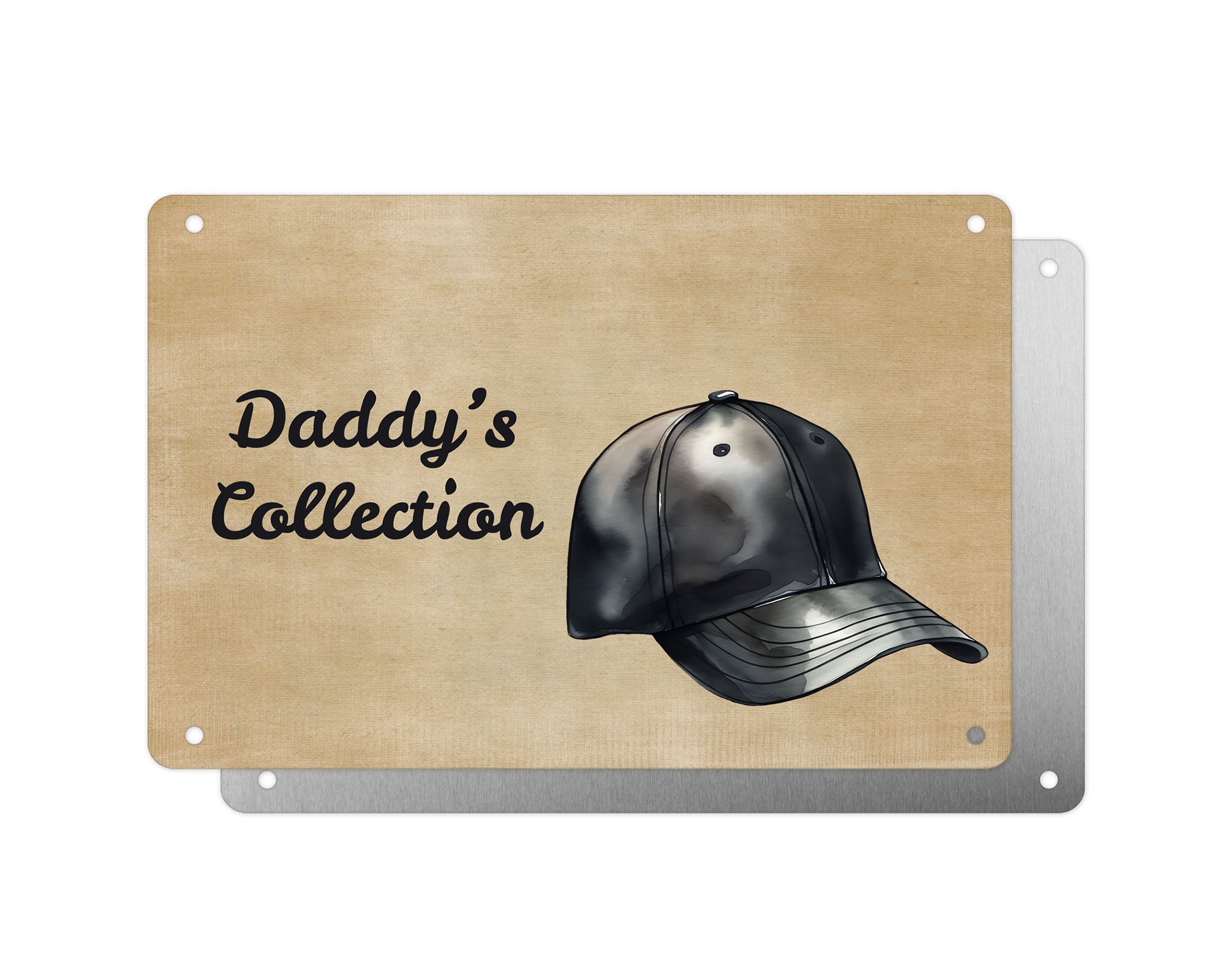 Father's Day Personalised Plaque, Daddy's Collection, Baseball Cap, Aluminium Sheet, Metal Sign, Gift For Him, Dad, Grandad