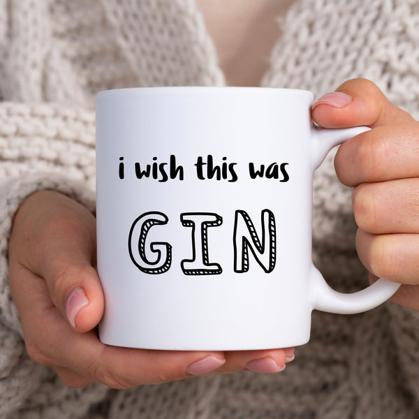 I Wish This Was Gin, Funny Birthday Gift for Mum, Friend, Colleague, Personalised Mug