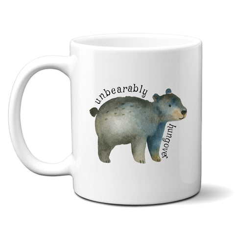 Unbearably Hungover, Funny Birthday Gift with Cute Bear Design, Personalised Mug