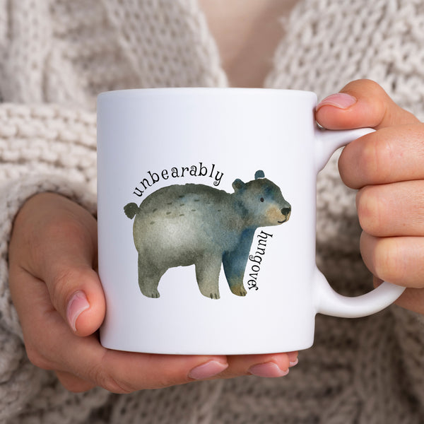 Unbearably Hungover, Funny Birthday Gift with Cute Bear Design, Personalised Mug