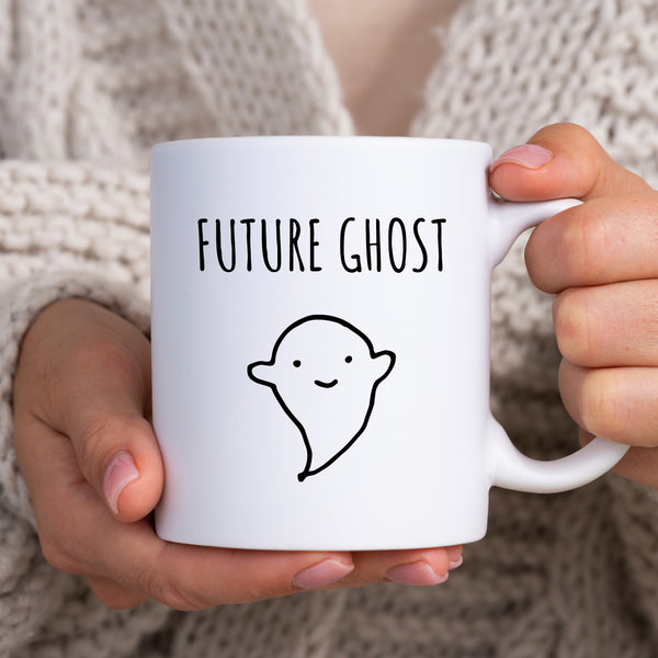 Future Ghost Joke, Cute Ghost Cartoon Customised Gift For Him or Her, Birthday, Christmas, Halloween, Personalised Mug