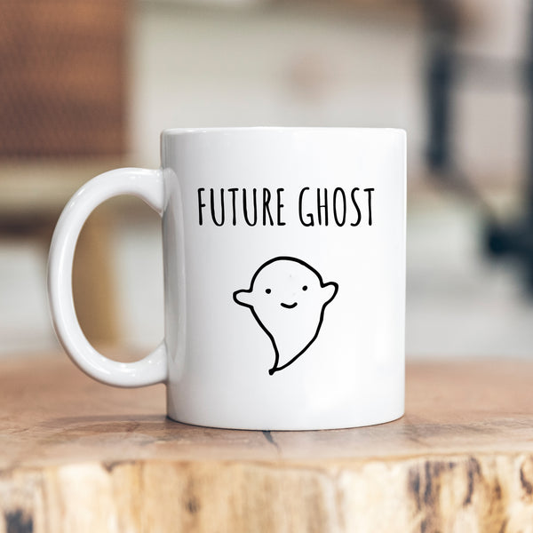 Future Ghost Joke, Cute Ghost Cartoon Customised Gift For Him or Her, Birthday, Christmas, Halloween, Personalised Mug