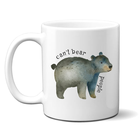 Can't Bear People, Funny Birthday Gift with Cute Bear Design, Personalised Mug