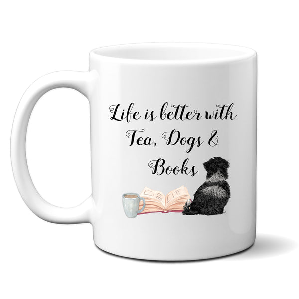 Life is Better with Tea, Dogs and Books Mug, Cute Dog Lover Personalised Cup