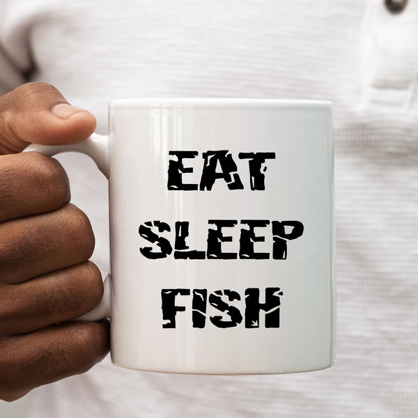 Eat Sleep Fish, Customised Fishing Gift For Him or Her, Birthday, Christmas, Personalised Mug