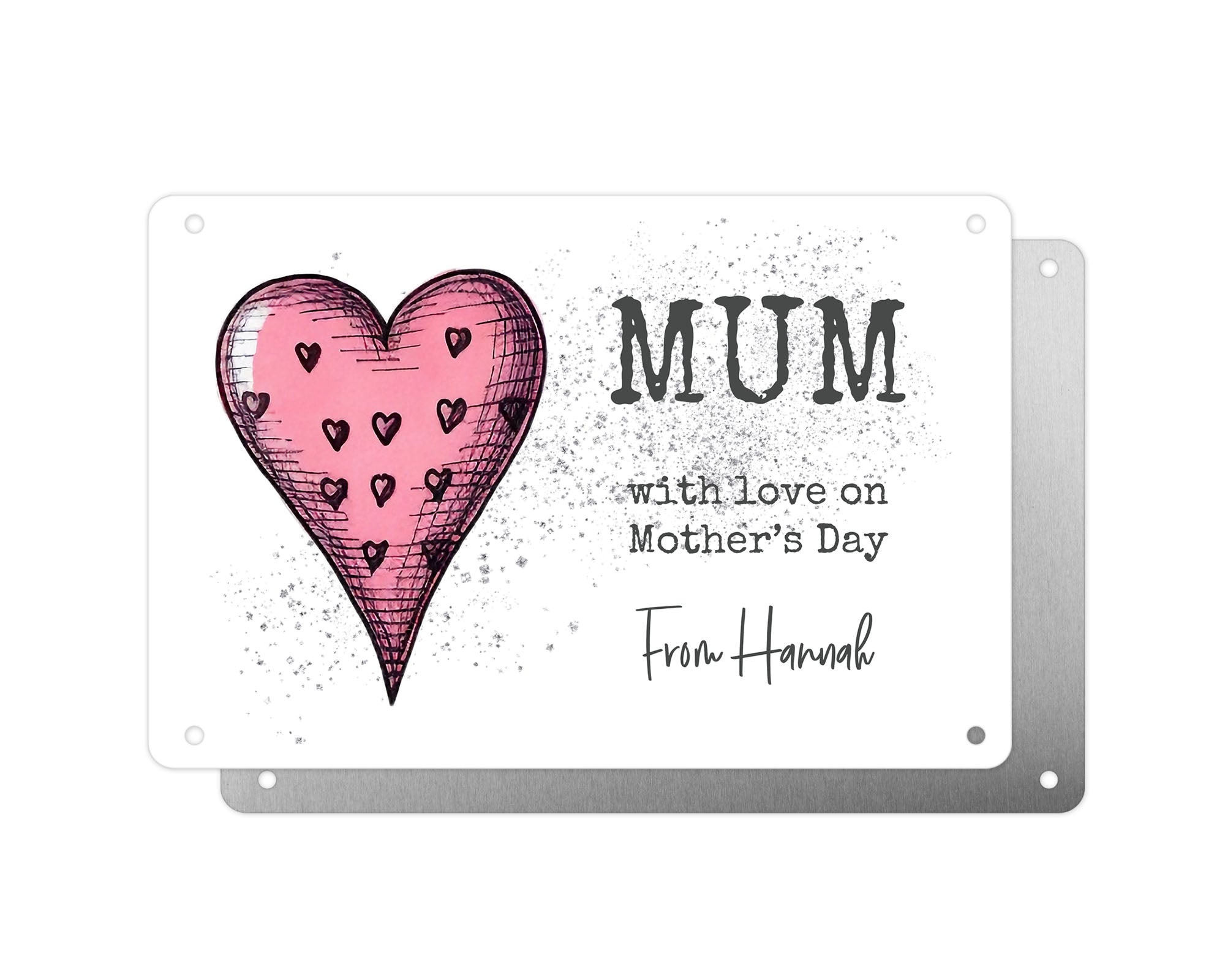 Personalised Graveside Plaque, Aluminium Bereavement Sheet, Metal Sign, Light Pink Heart With Baby Hearts, Remembrance Gift