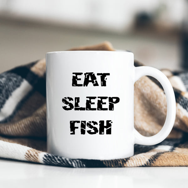 Eat Sleep Fish, Customised Fishing Gift For Him or Her, Birthday, Christmas, Personalised Mug