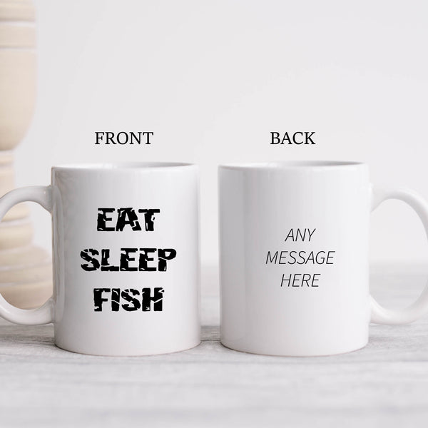 Eat Sleep Fish, Customised Fishing Gift For Him or Her, Birthday, Christmas, Personalised Mug