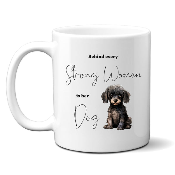 Behind Every Strong Woman is Her Dog, Funny Gift, Cavapoo, Personalised Mug