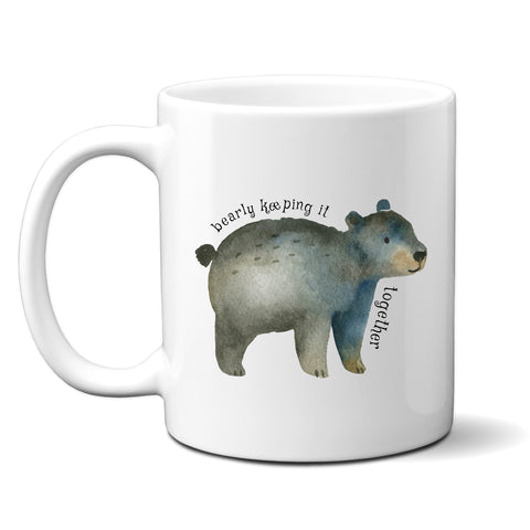 Bearly Keeping It Together, Funny Birthday Gift with Cute Bear Design, Personalised Mug