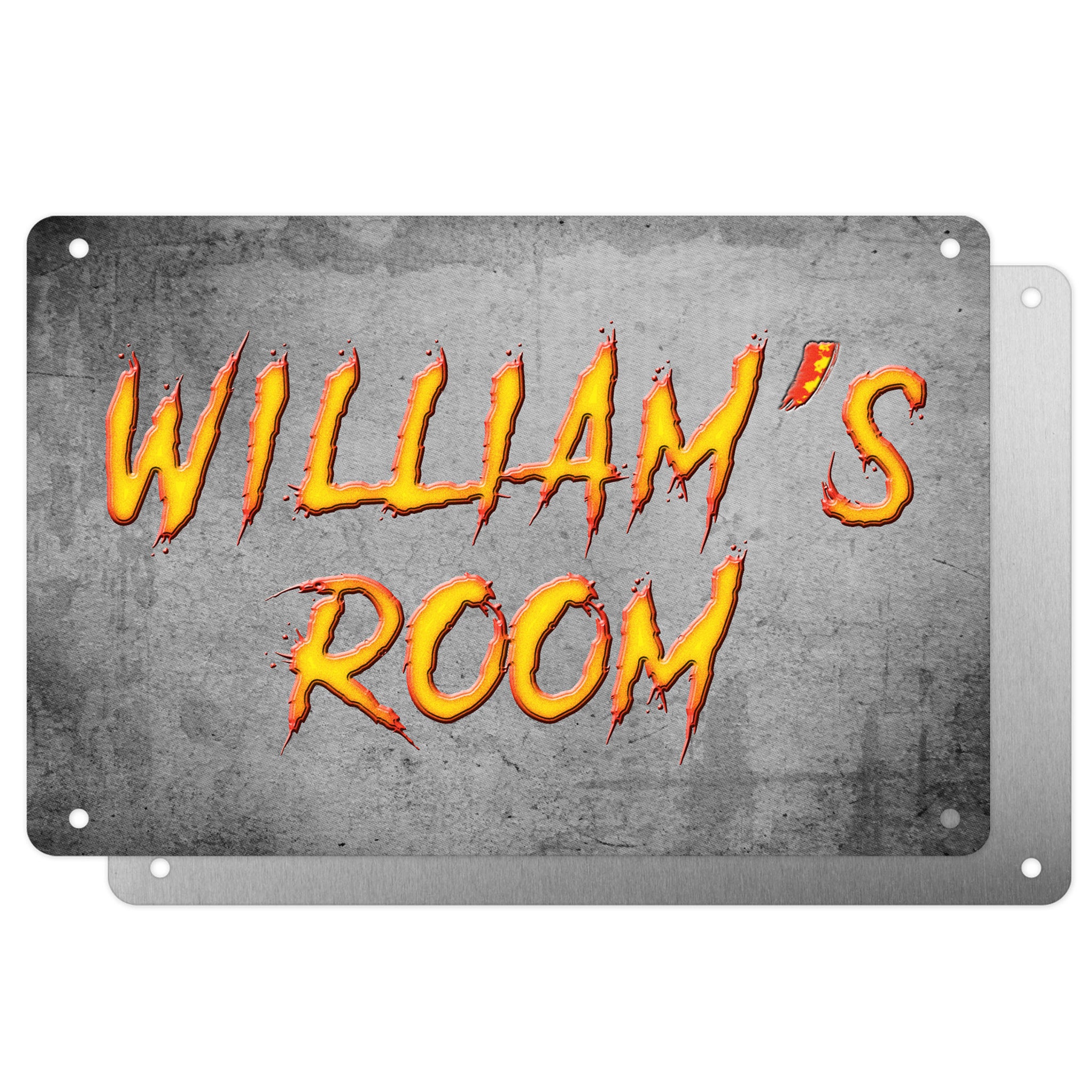 Boys Personalised Bedroom Name Plaque – Aluminium Metal Sign | Yellow Slash Font | Gift for Him