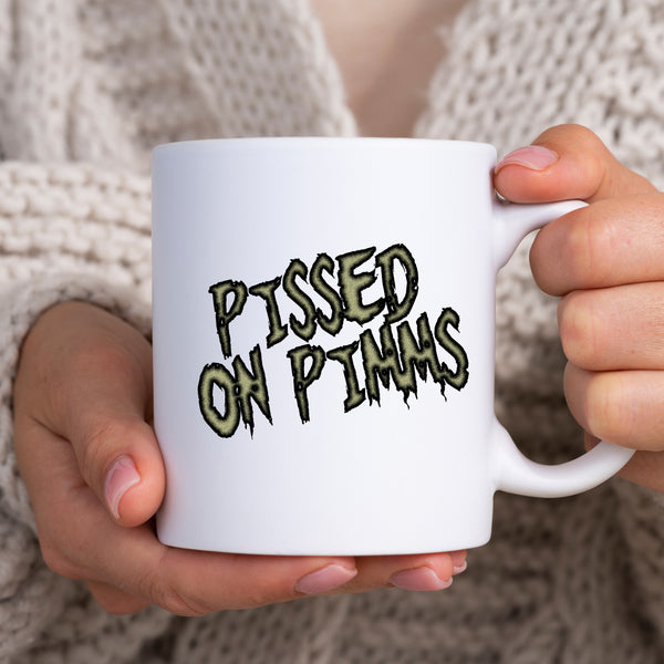 Pissed on Pimms, Funny Birthday Gift, Personalised Joke Mug
