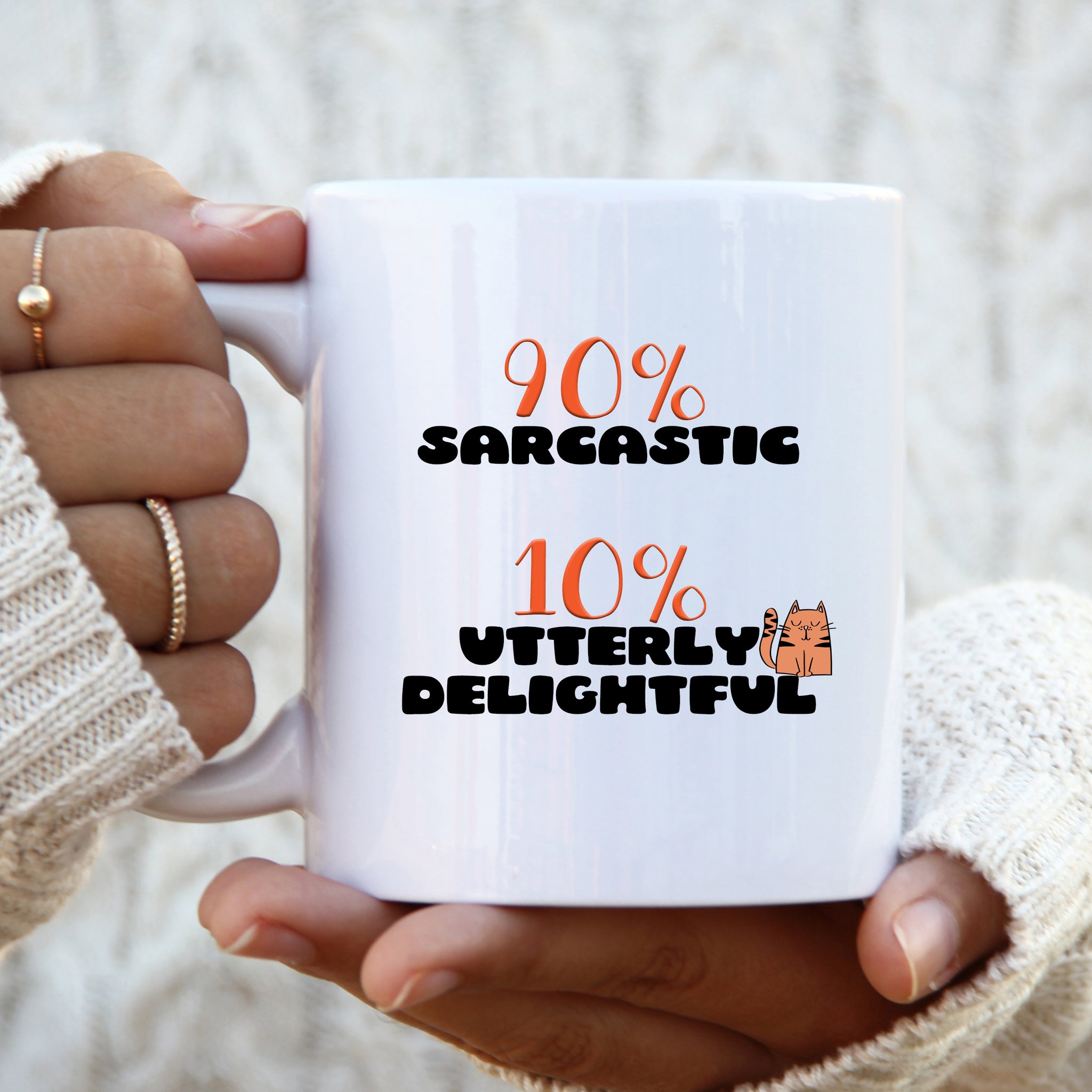 90% Sarcastic 10% Utterly Delightful, Funny Customised Birthday Christmas Gift, Personalised Mug