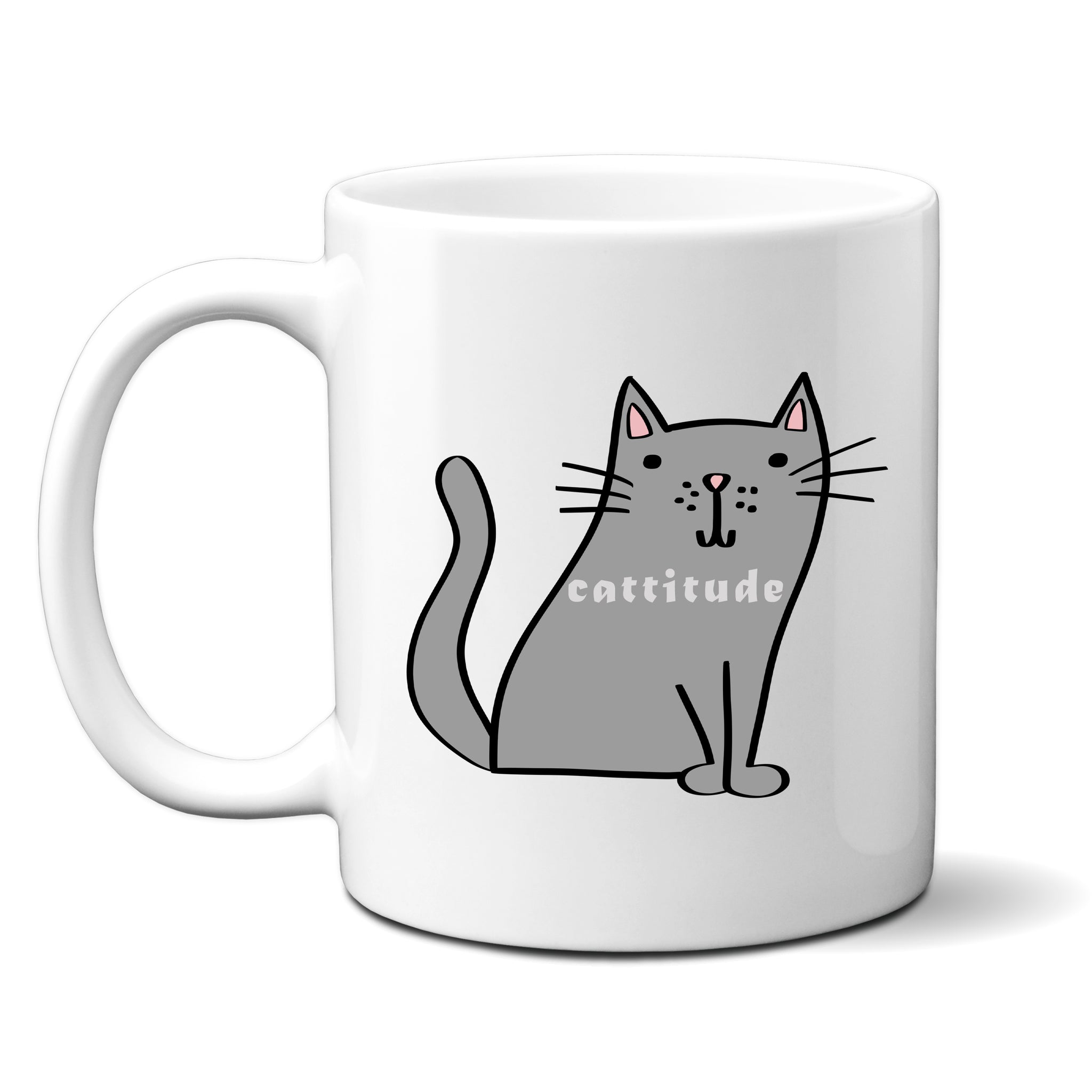 Cattitude, Funny Birthday Gift with Cat Design, Personalised Mug
