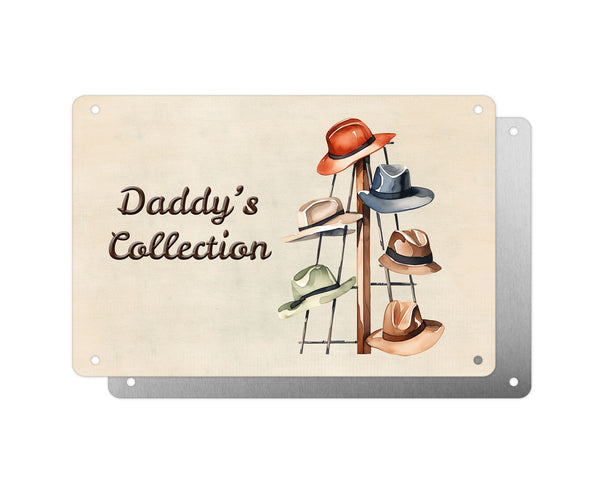 Father's Day Personalised Plaque, Daddy's Collection, Hats, Aluminium Sheet, Metal Sign, Gift For Him, Dad, Grandad