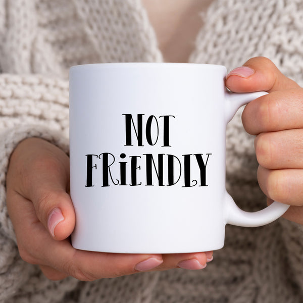Not Friendly, Funny Sarcastic Birthday Gift, Personalised Joke Mug