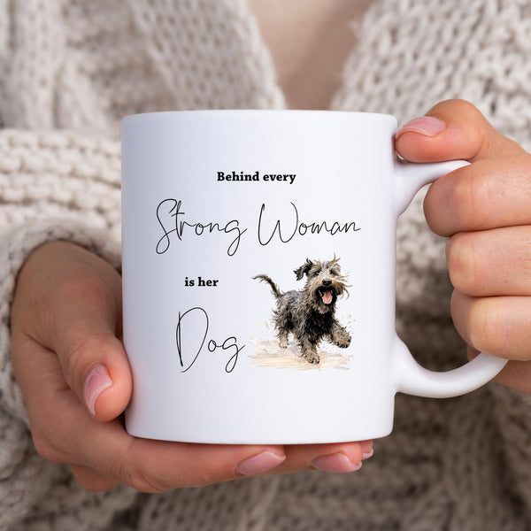 Behind Every Strong Woman is Her Dog, Funny Gift, Russian Terrier, Personalised Mug