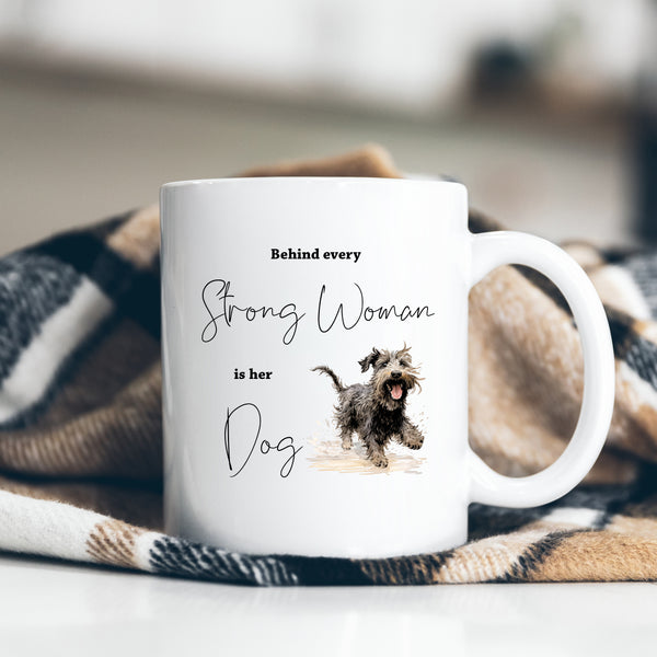 Behind Every Strong Woman is Her Dog, Funny Gift, Russian Terrier, Personalised Mug