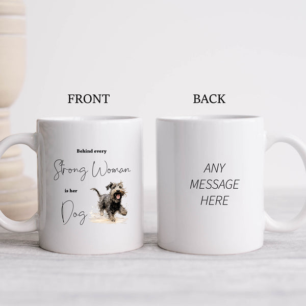 Behind Every Strong Woman is Her Dog, Funny Gift, Russian Terrier, Personalised Mug
