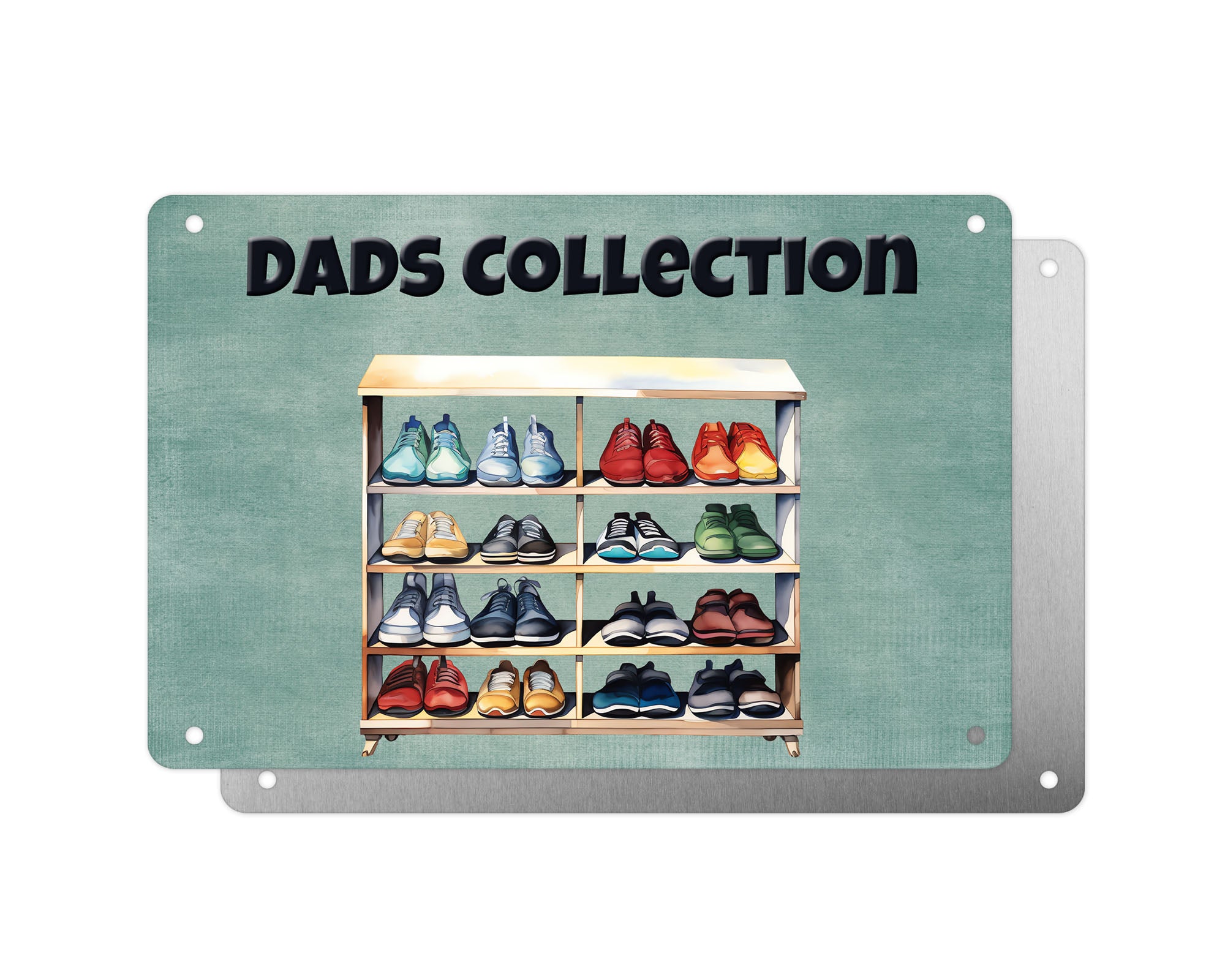 Father's Day Personalised Plaque, Daddy's Collection, Shoes, Aluminium Sheet, Metal Sign, Gift For Him, Dad, Grandad