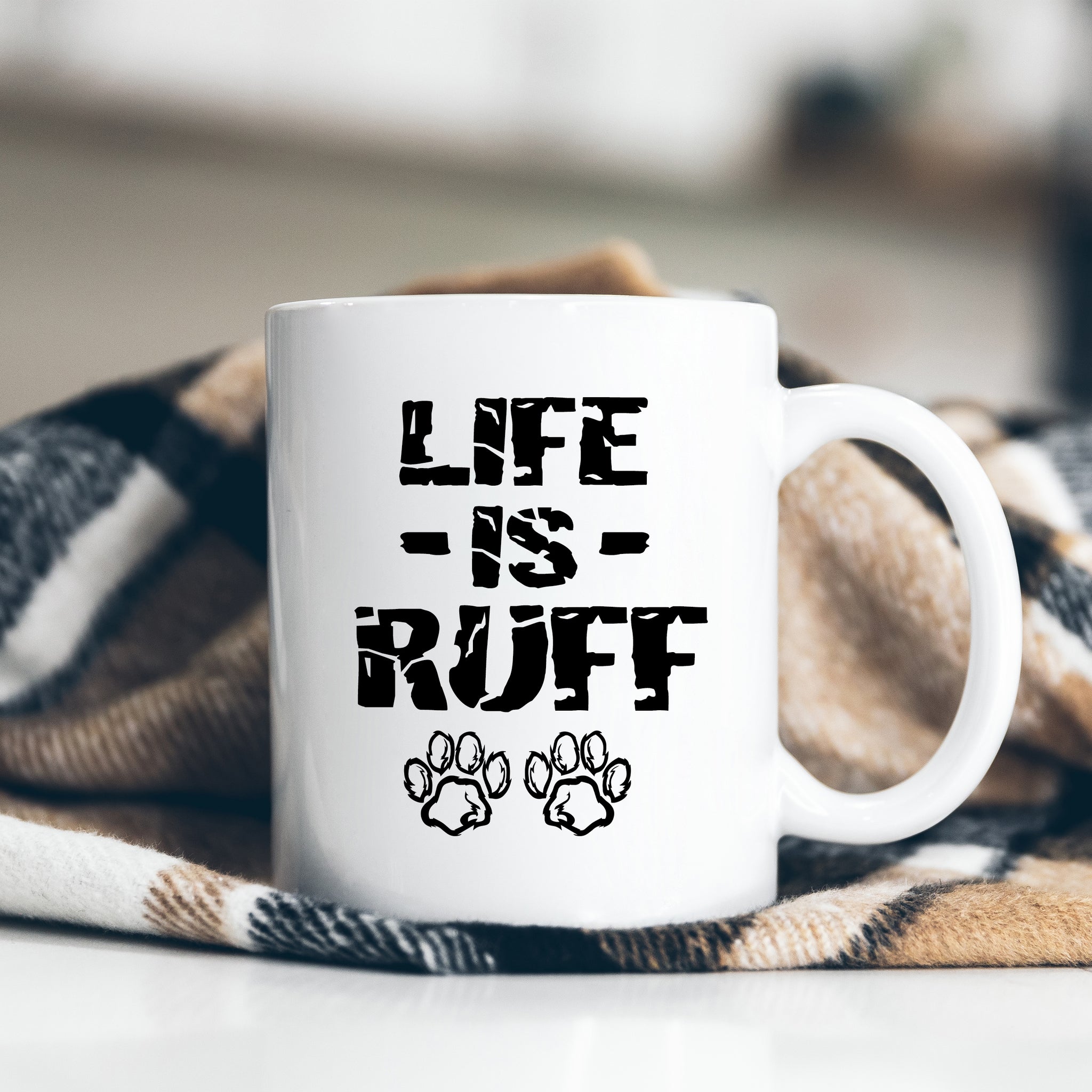 Life is Ruff, Funny Birthday Gift, Pet Owner Dog Theme, Personalised Mug