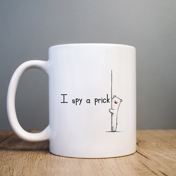 I Spy A Prick, Funny Personalised Polar Bear Mug