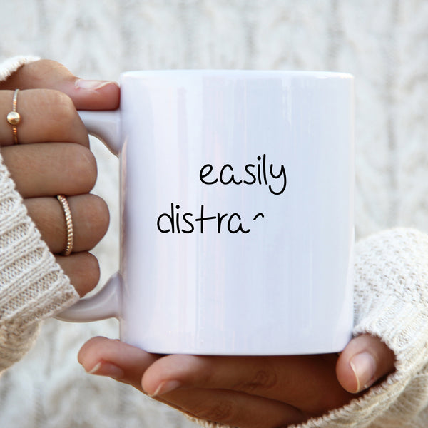 Easily Distracted, Funny Gift, Personalised Mug
