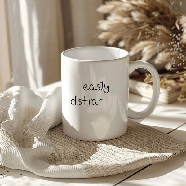Easily Distracted, Funny Gift, Personalised Mug