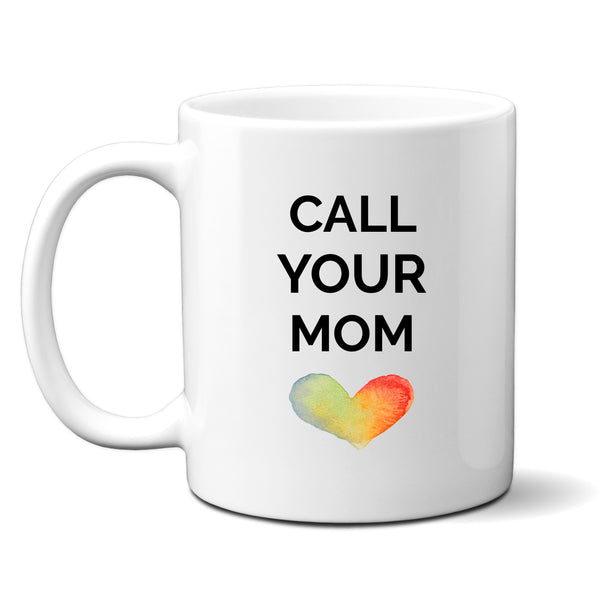 Call Your Mom Love Heart, Sentimental Birthday Gift, Personalised Mug