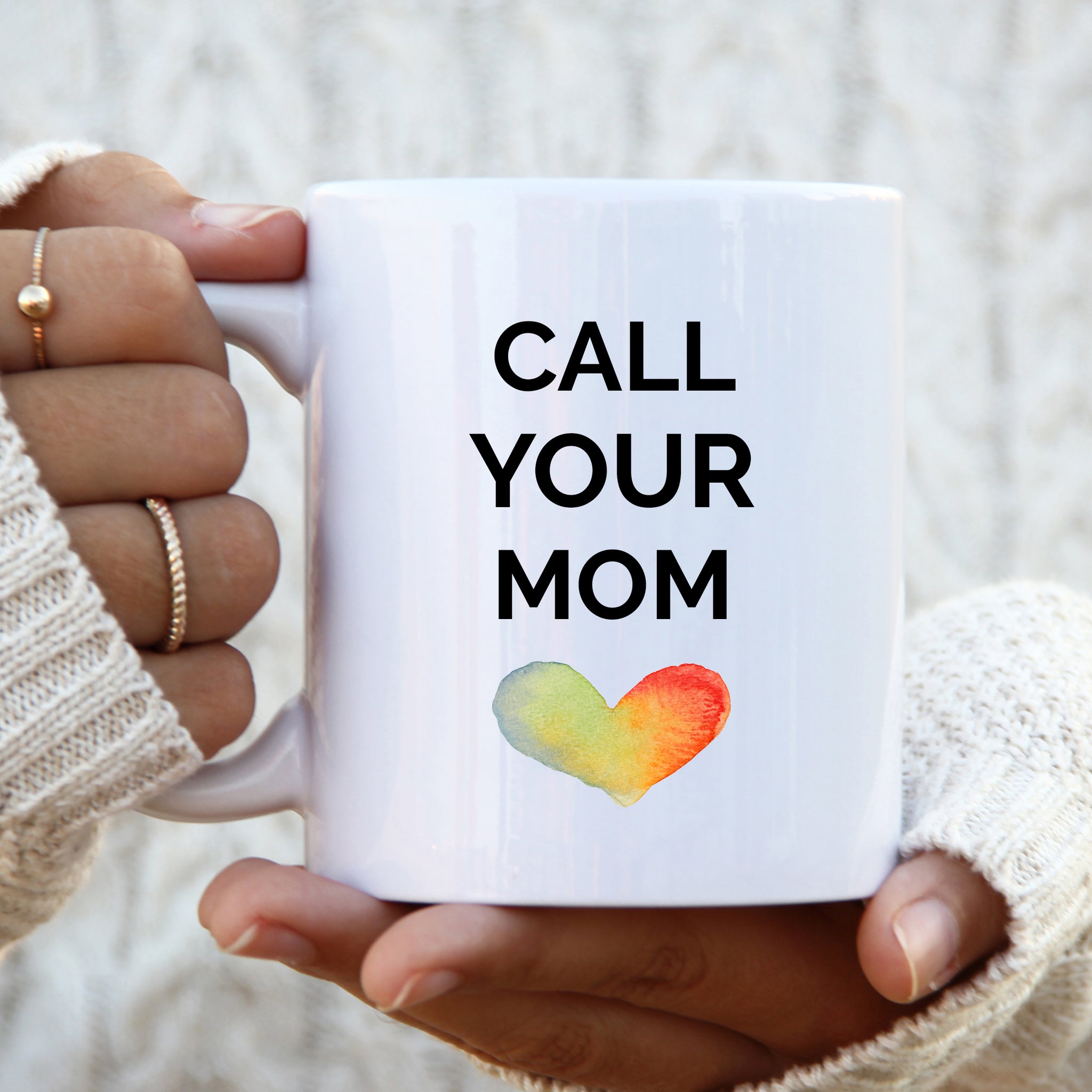 Call Your Mom Love Heart, Sentimental Birthday Gift, Personalised Mug