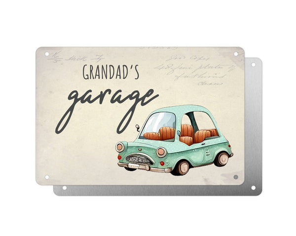 Father's Day Personalised Plaque, Grandad's Garage, Aluminium Sheet, Metal Sign, Gift For Him, Dad