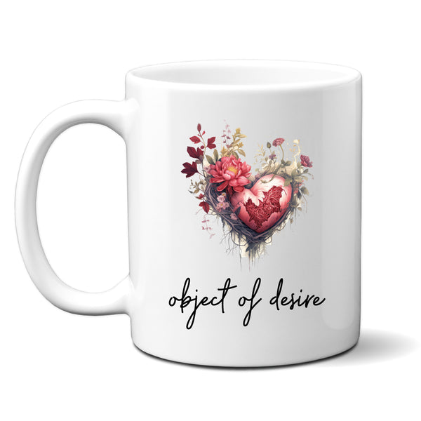Object of Desire, Cute Birthday Gift with Floral Heart Image, Personalised Joke Mug