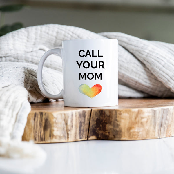 Call Your Mom Love Heart, Sentimental Birthday Gift, Personalised Mug