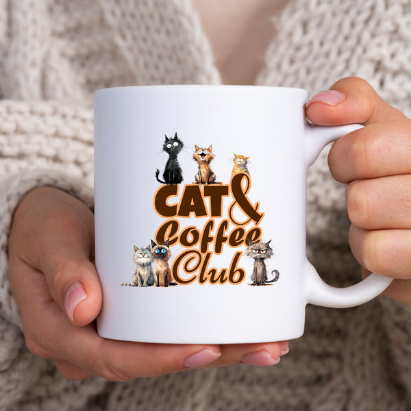Cat and Coffee Club, Funny Gift, Personalised Mug