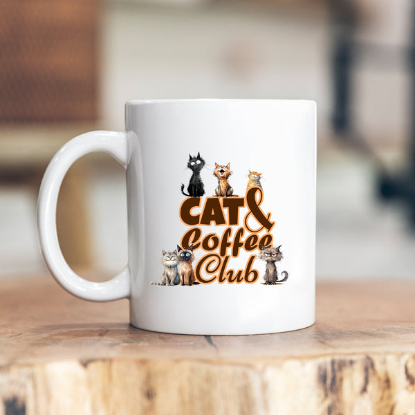 Cat and Coffee Club, Funny Gift, Personalised Mug