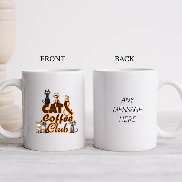 Cat and Coffee Club, Funny Gift, Personalised Mug