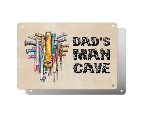 Father's Day Personalised Plaque, Dads Man Cave Tools, Aluminium Sheet, Metal Sign, Gift For Him, Dad, Grandad