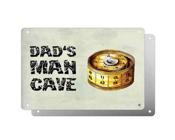 Father's Day Personalised Plaque, Dads Man Cave Tape Measure, Aluminium Sheet, Metal Sign, Gift For Him, Dad, Grandad